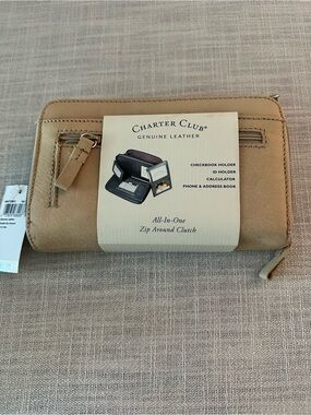 Charter Club Tan All-In-One Zip Around Clutch